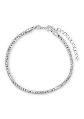 Belk Silverworks Fine Plated Diamond Cut Herringbone Chain Bracelet