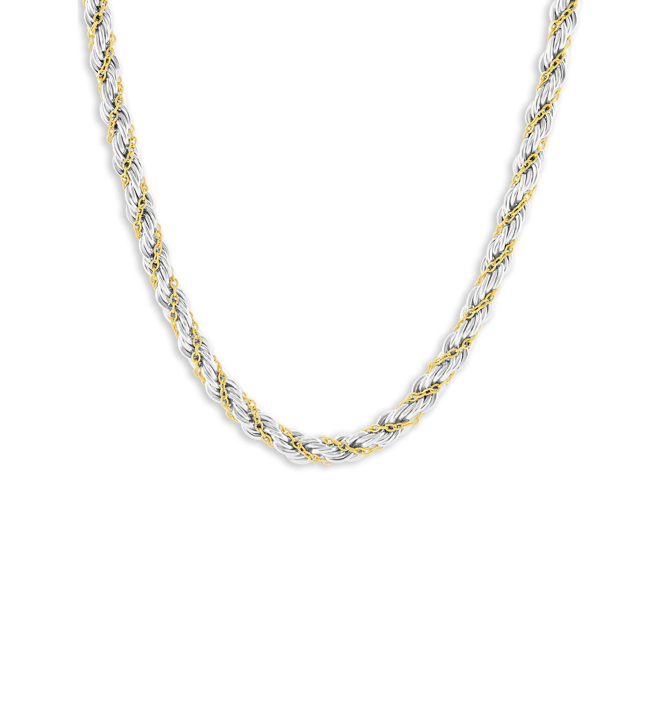  Two-Tone Cable Rope Chain Necklace