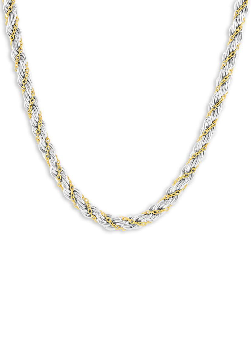  Two-Tone Cable Rope Chain Necklace