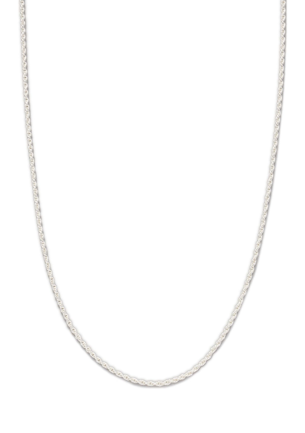 18 Inch Sterling Silver Diamond Cut Rope Chain Necklace 