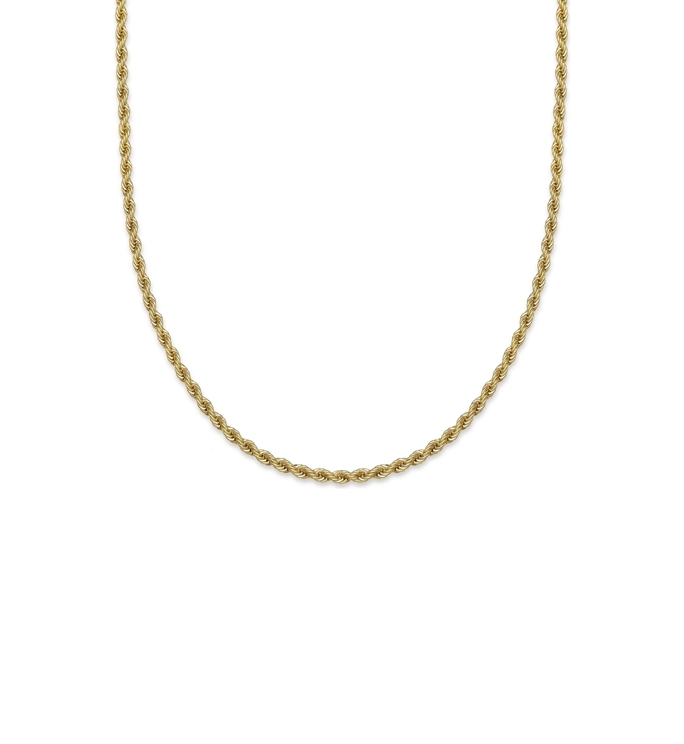 Gold Plated 3 Millimeter Rope 24" Chain Necklace
