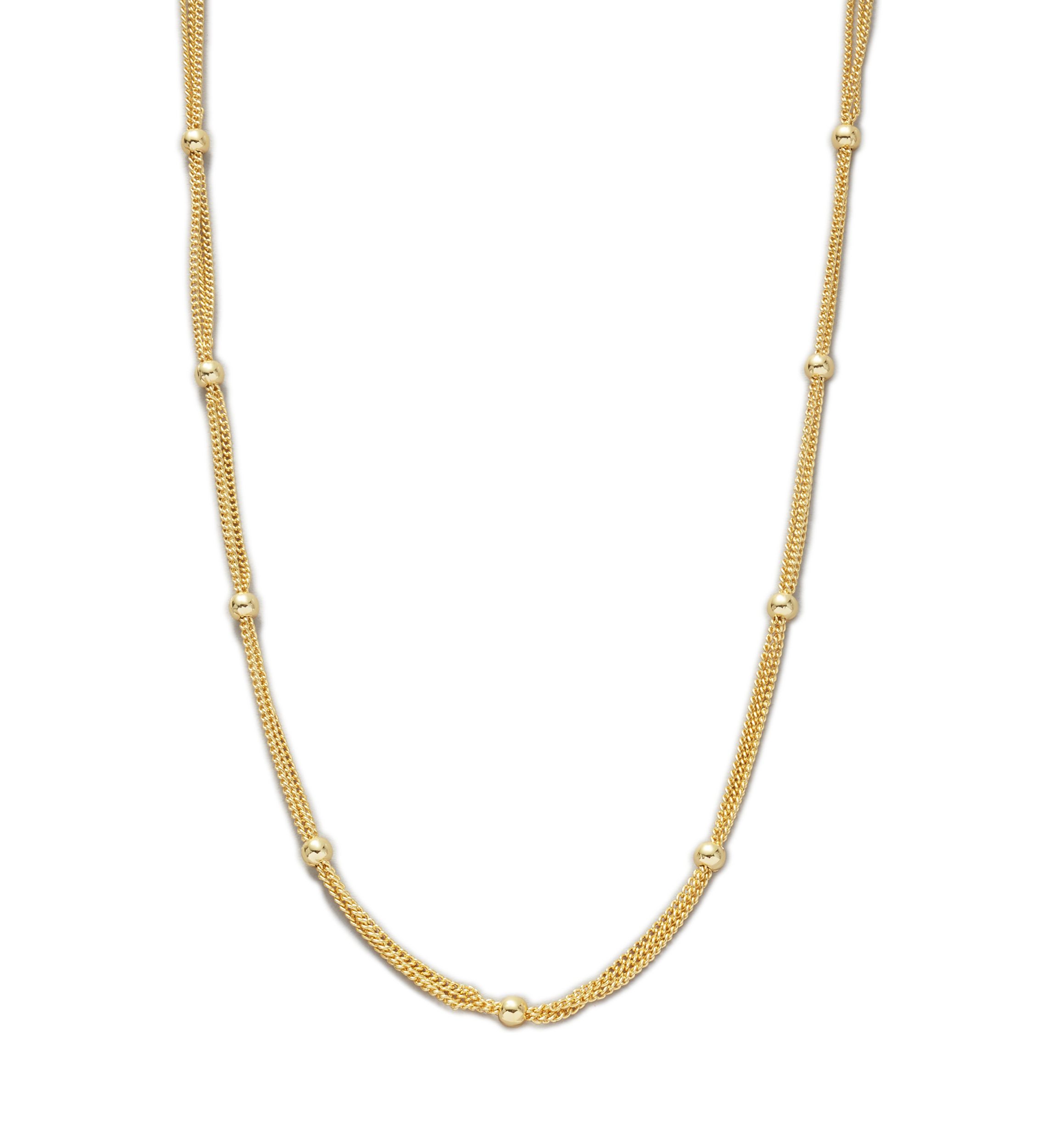 20 Inch Gold Tone Beaded Chain Necklace