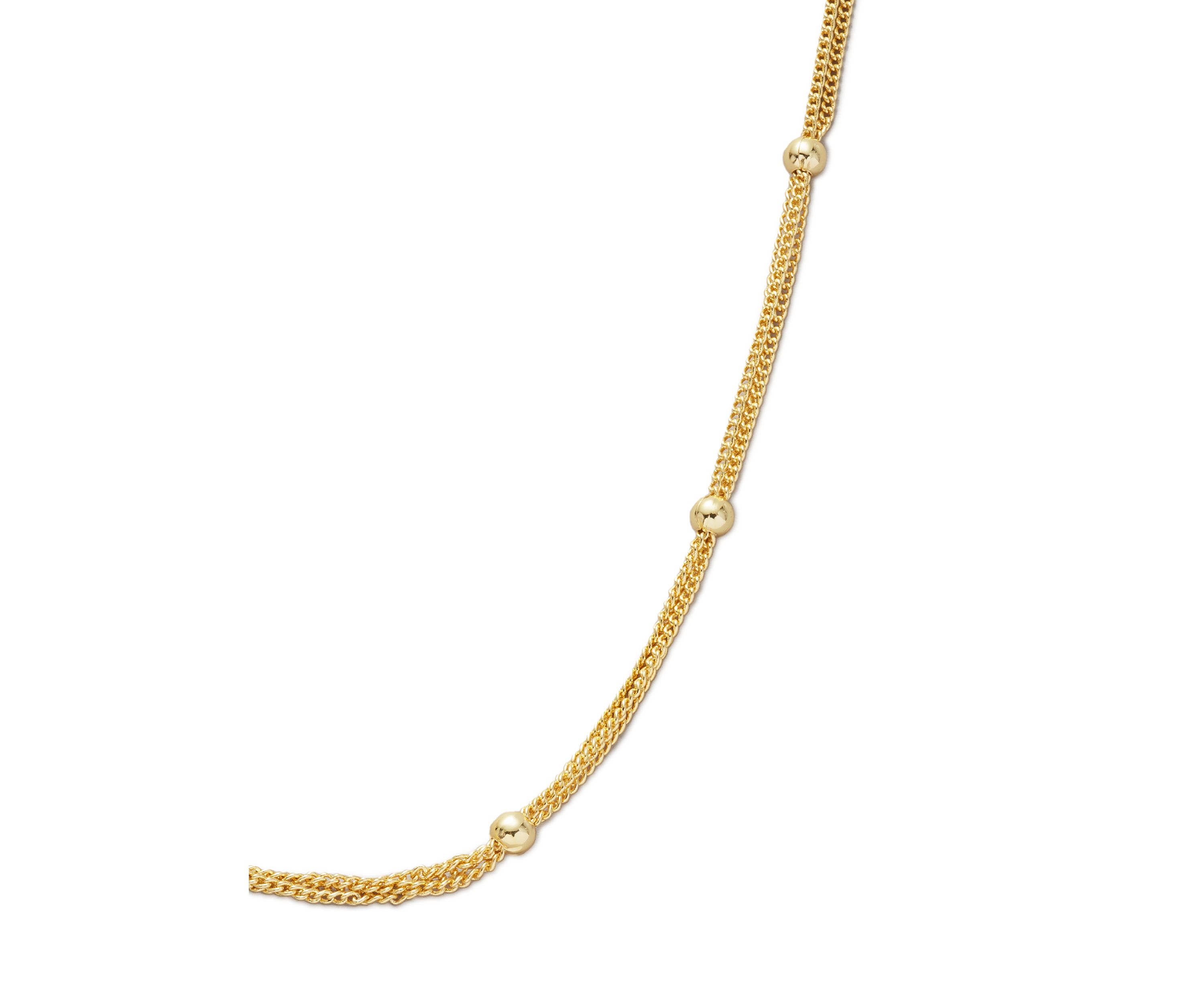 20 Inch Gold Tone Beaded Chain Necklace