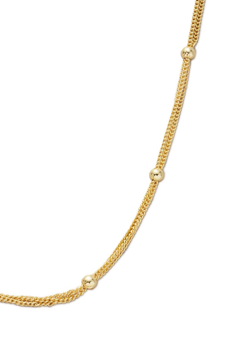 20 Inch Gold Tone Beaded Chain Necklace