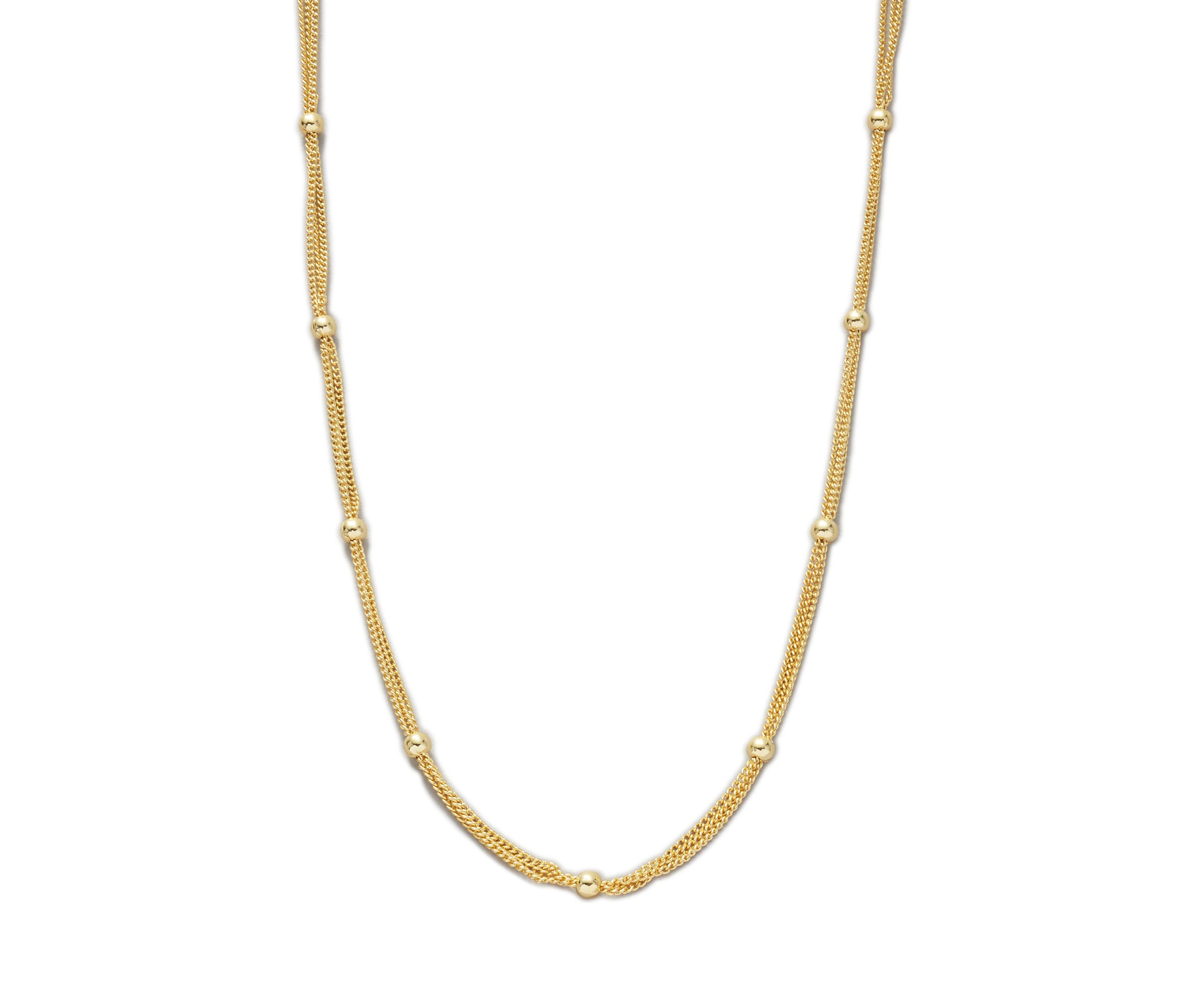 24 Inch Gold Tone Beaded Chain Necklace
