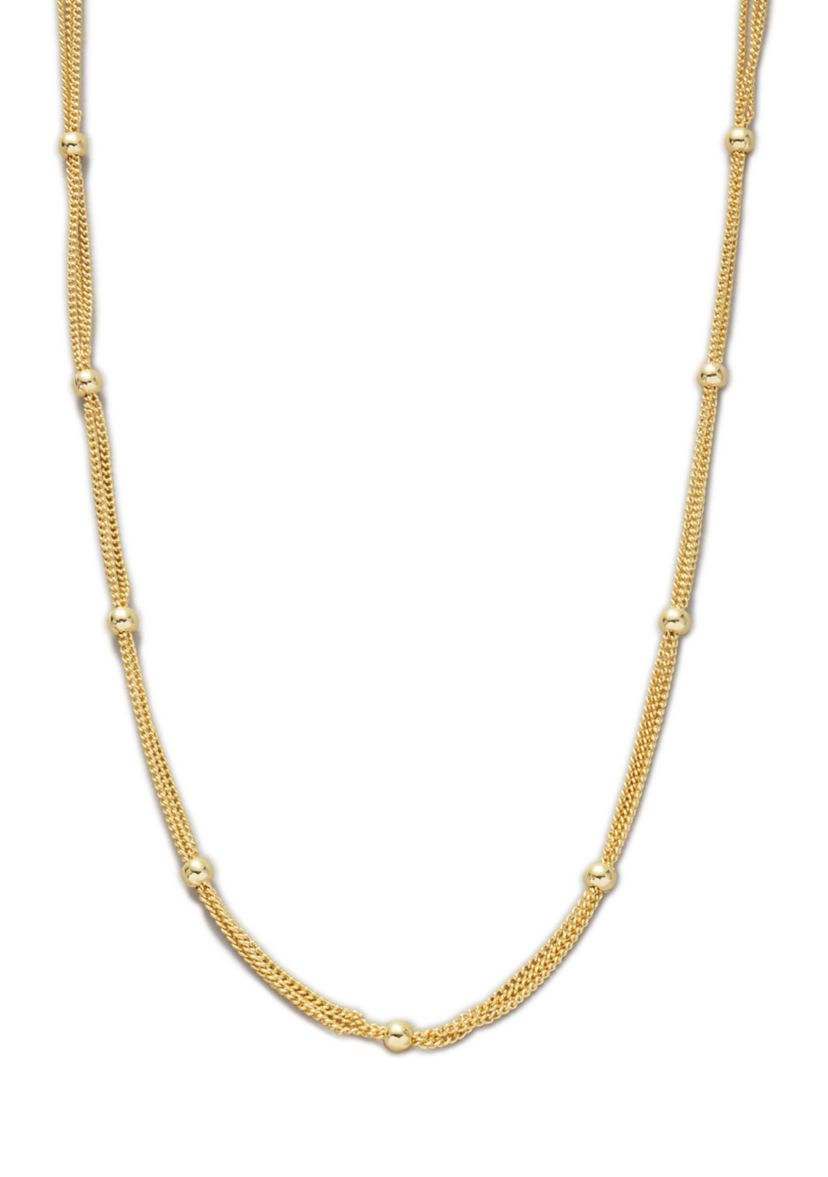 24 Inch Gold Tone Beaded Chain Necklace