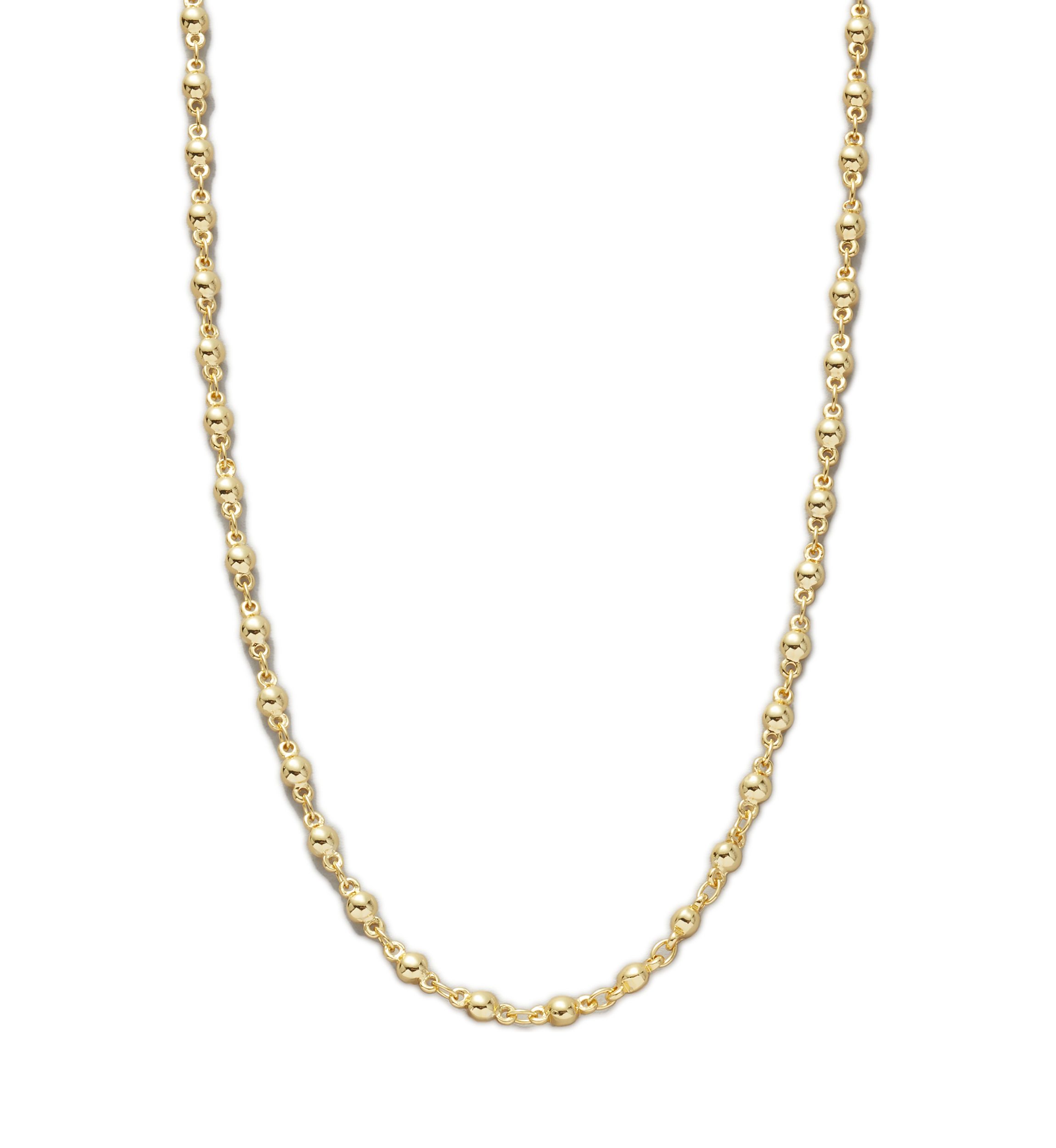 20 Inch 24K Gold Over Silver Plated Beaded Chain Necklace 