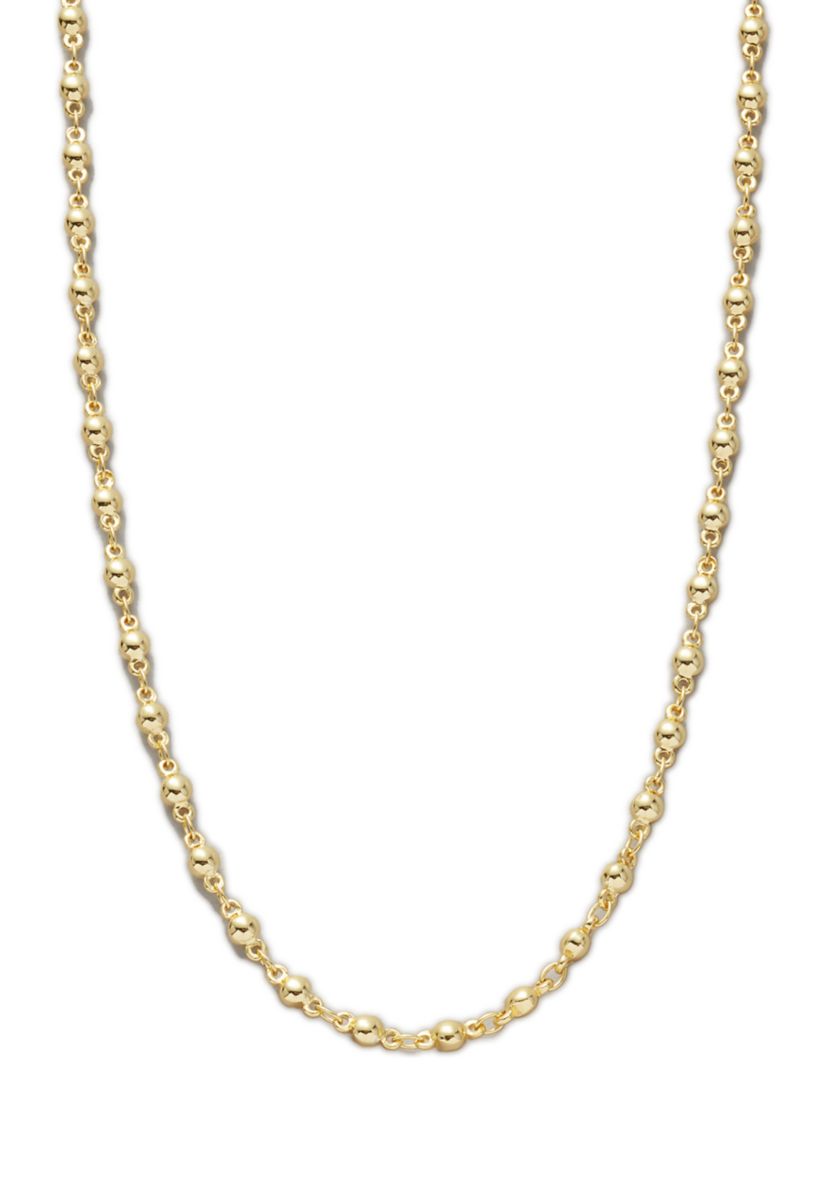 20 Inch 24K Gold Over Silver Plated Beaded Chain Necklace 