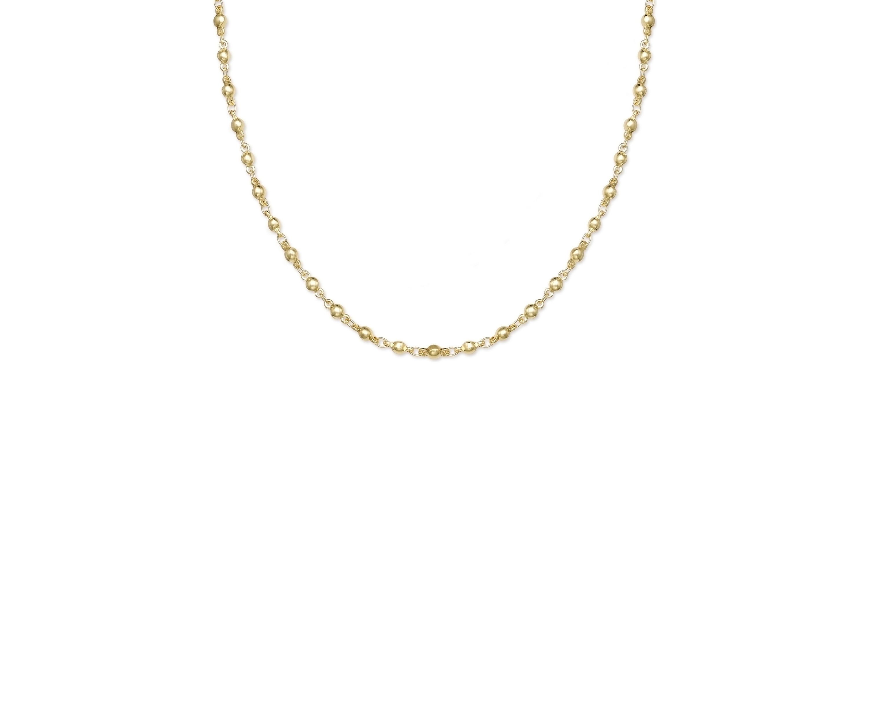 Gold Plated 4 Millimeter Beads 24" Chain Necklace