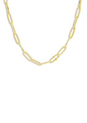 Belk Silverworks Plated 18'' Textured Paperclip Chain Necklace