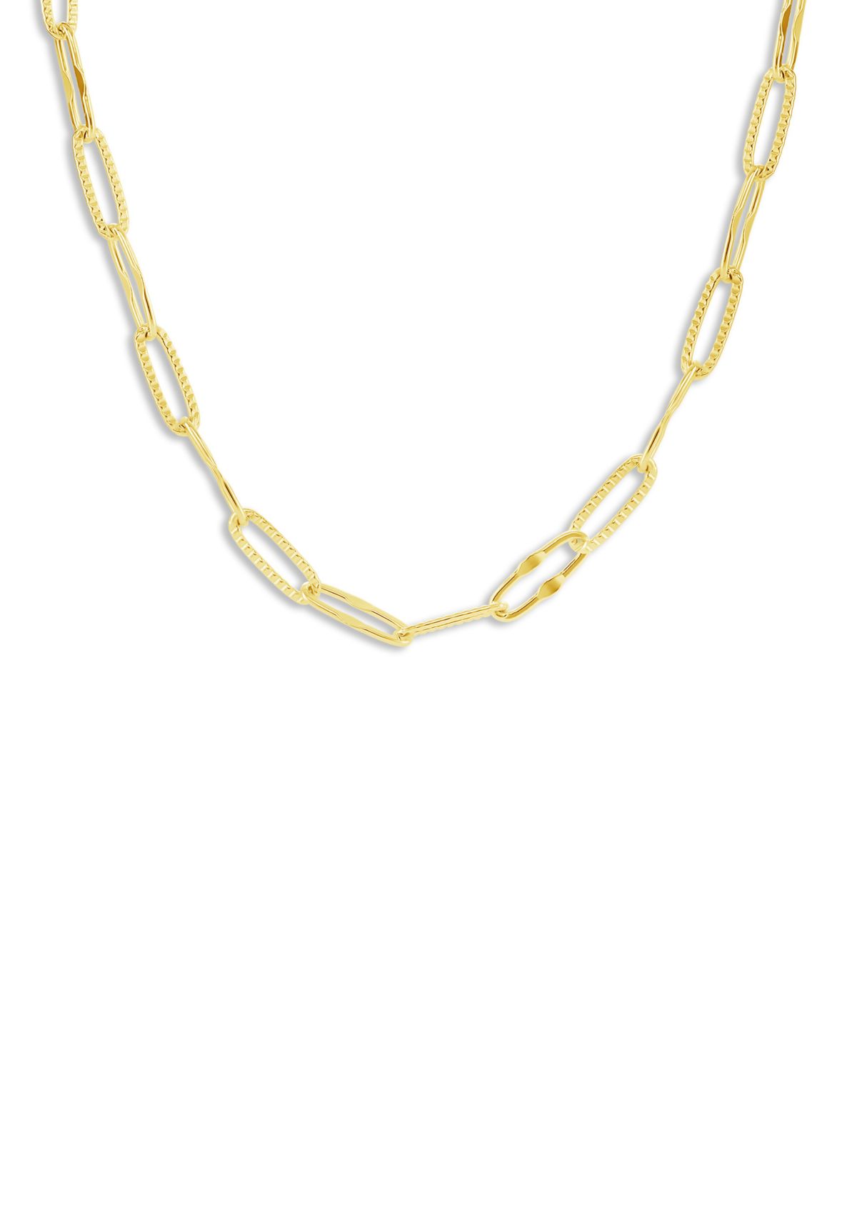 Plated 18 Textured Paperclip Chain Necklace