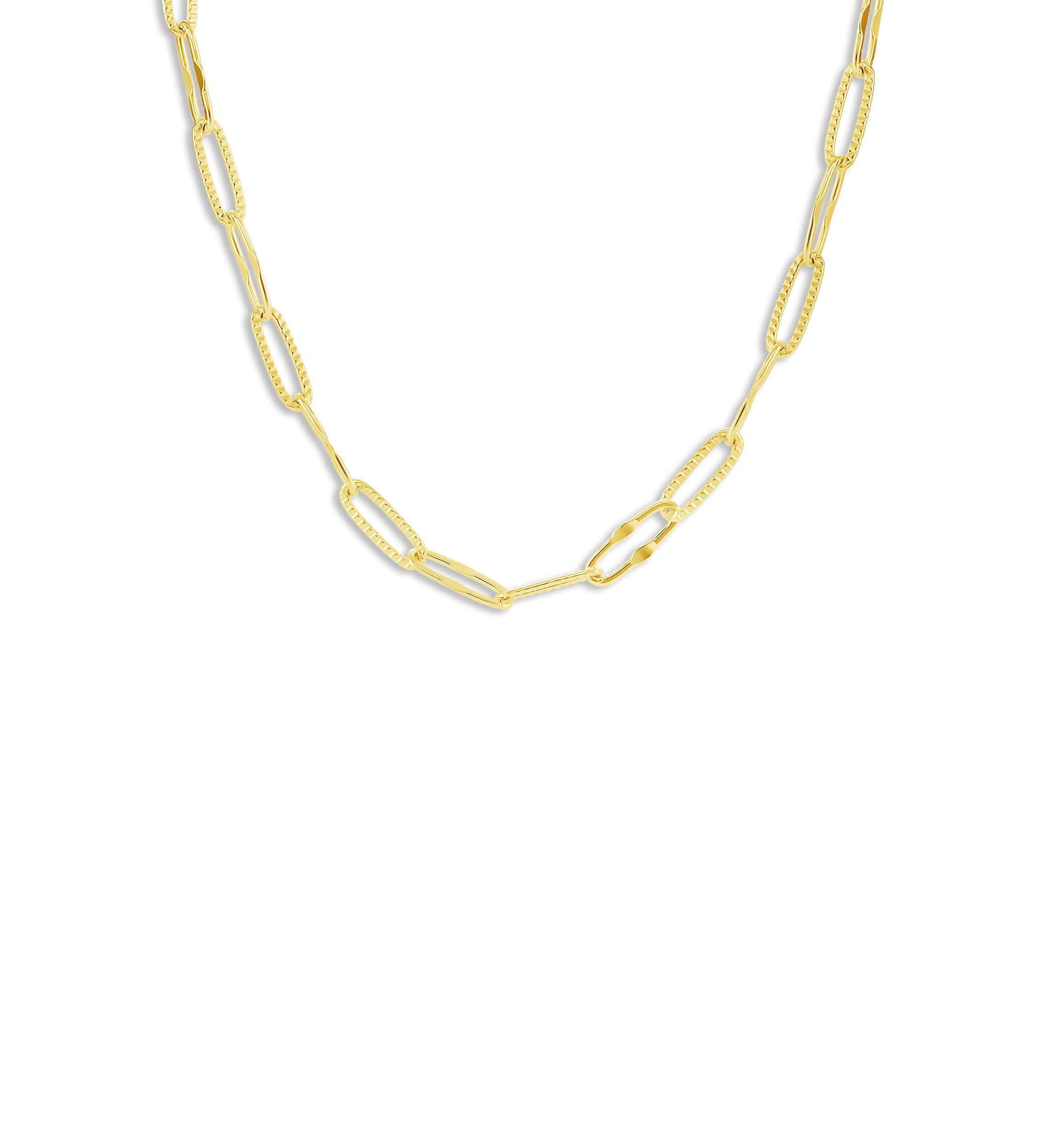 Plated 18 Textured Paperclip Chain Necklace