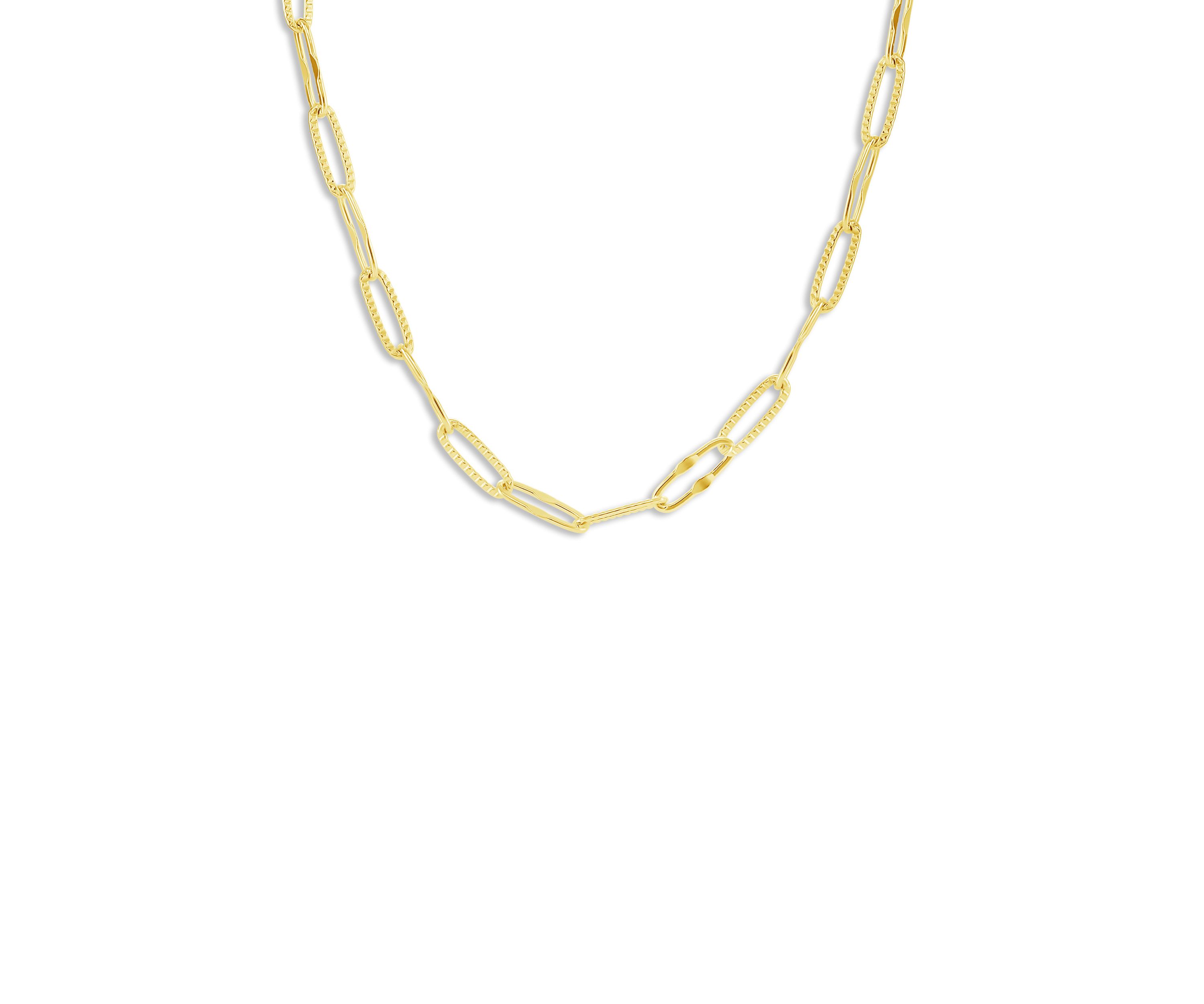 Plated 18 Textured Paperclip Chain Necklace