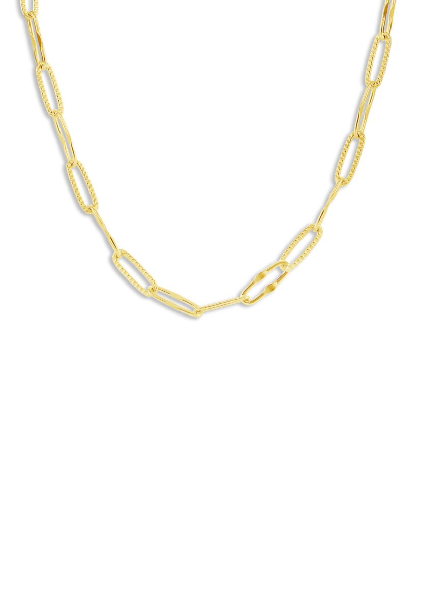 Plated 18 Textured Paperclip Chain Necklace
