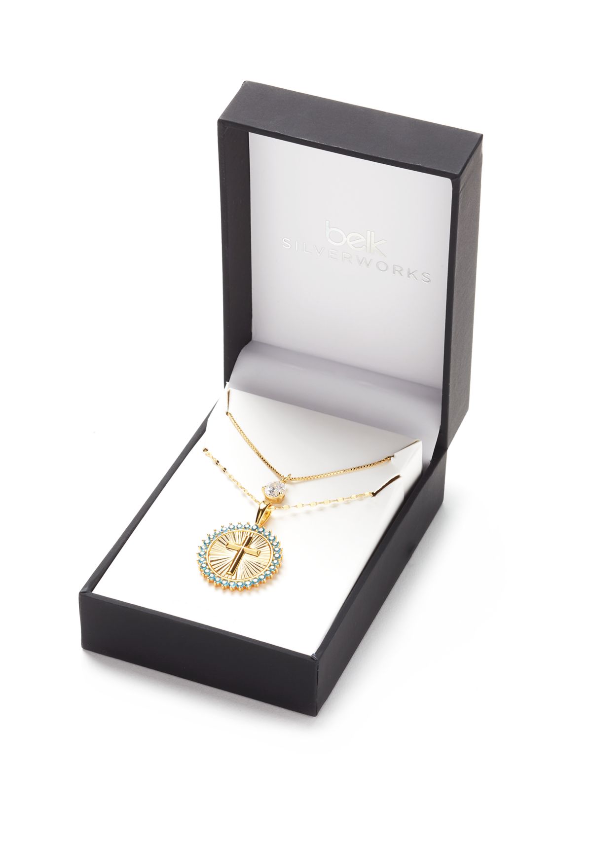 Gold Plated Layered Cross Pendant Necklace