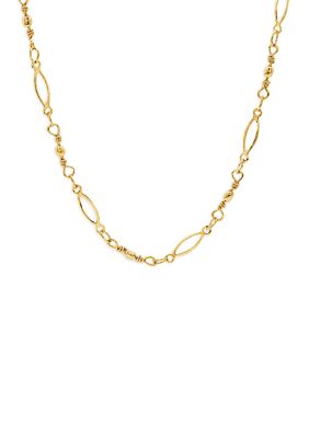 Belk Silverworks Fine Plated Polished Elongated Oval Beaded Link Chain Necklace