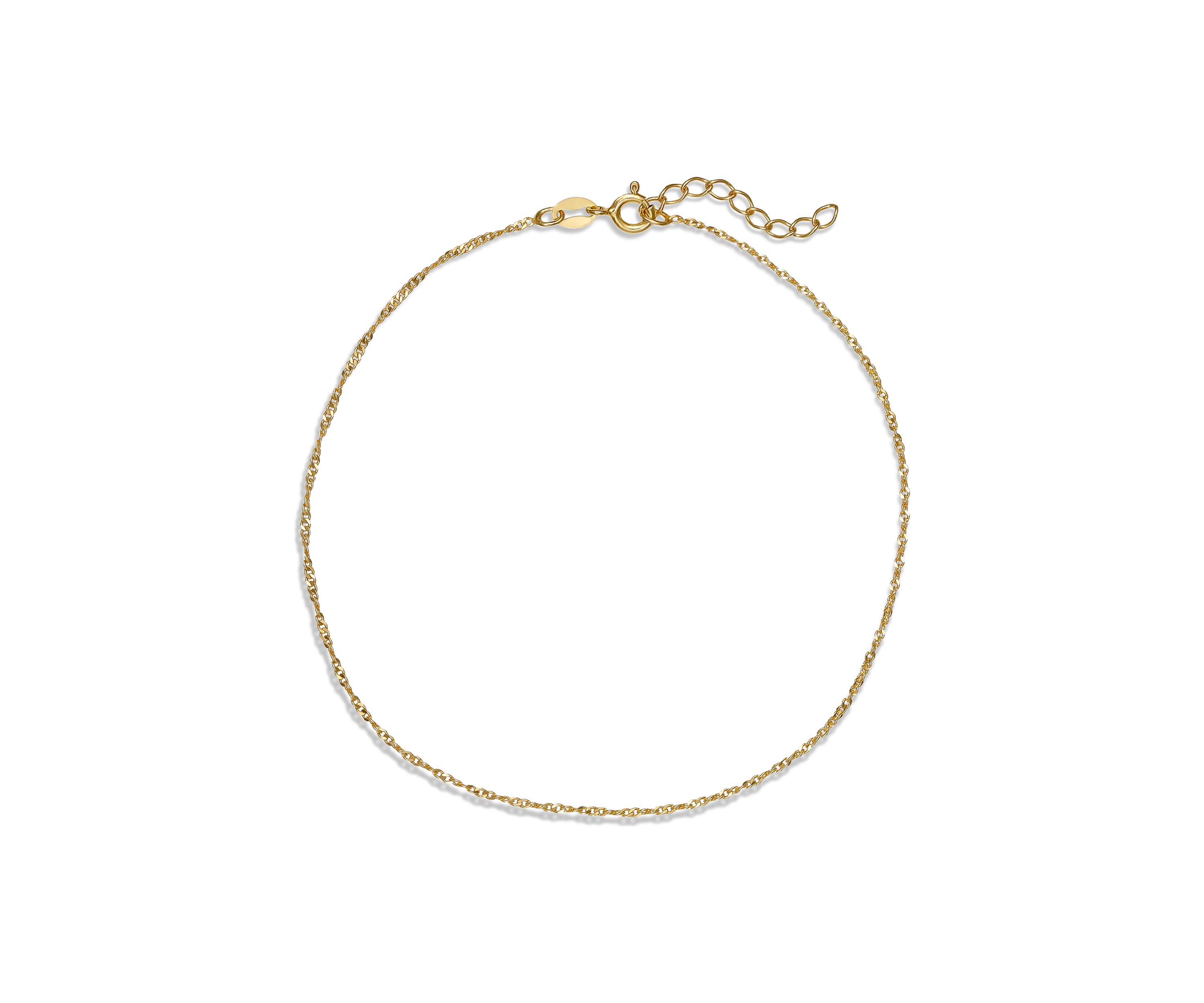 Sterling Silver Gold Plated Twisted Chain Anklet