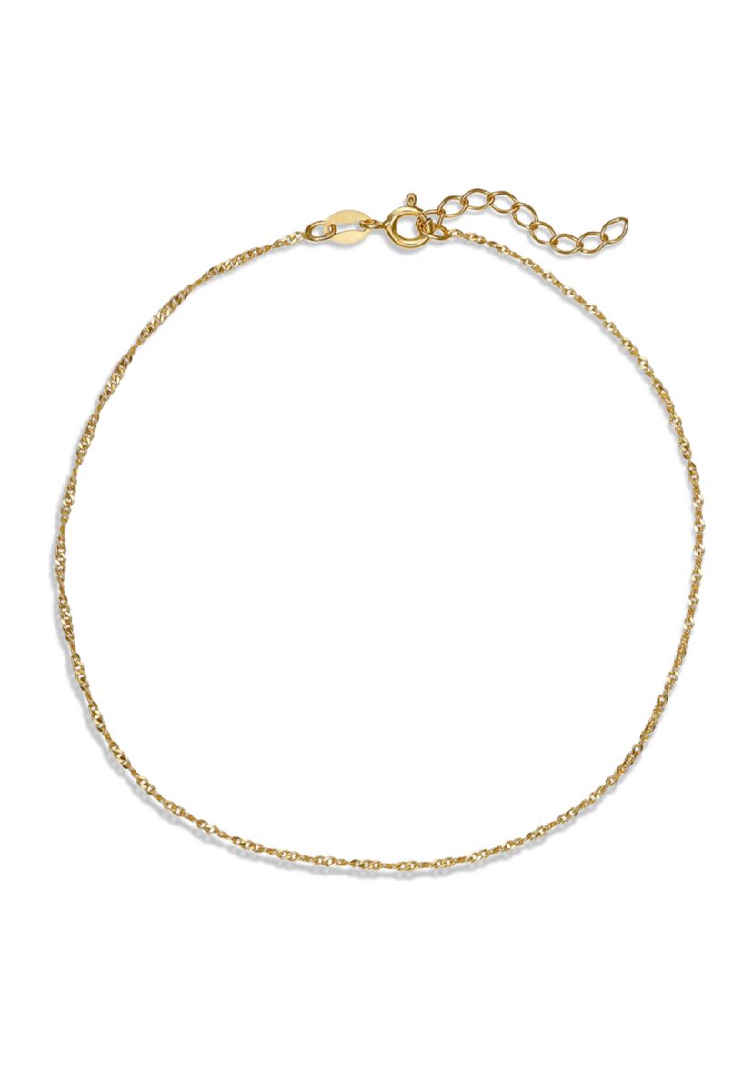 Sterling Silver Gold Plated Twisted Chain Anklet