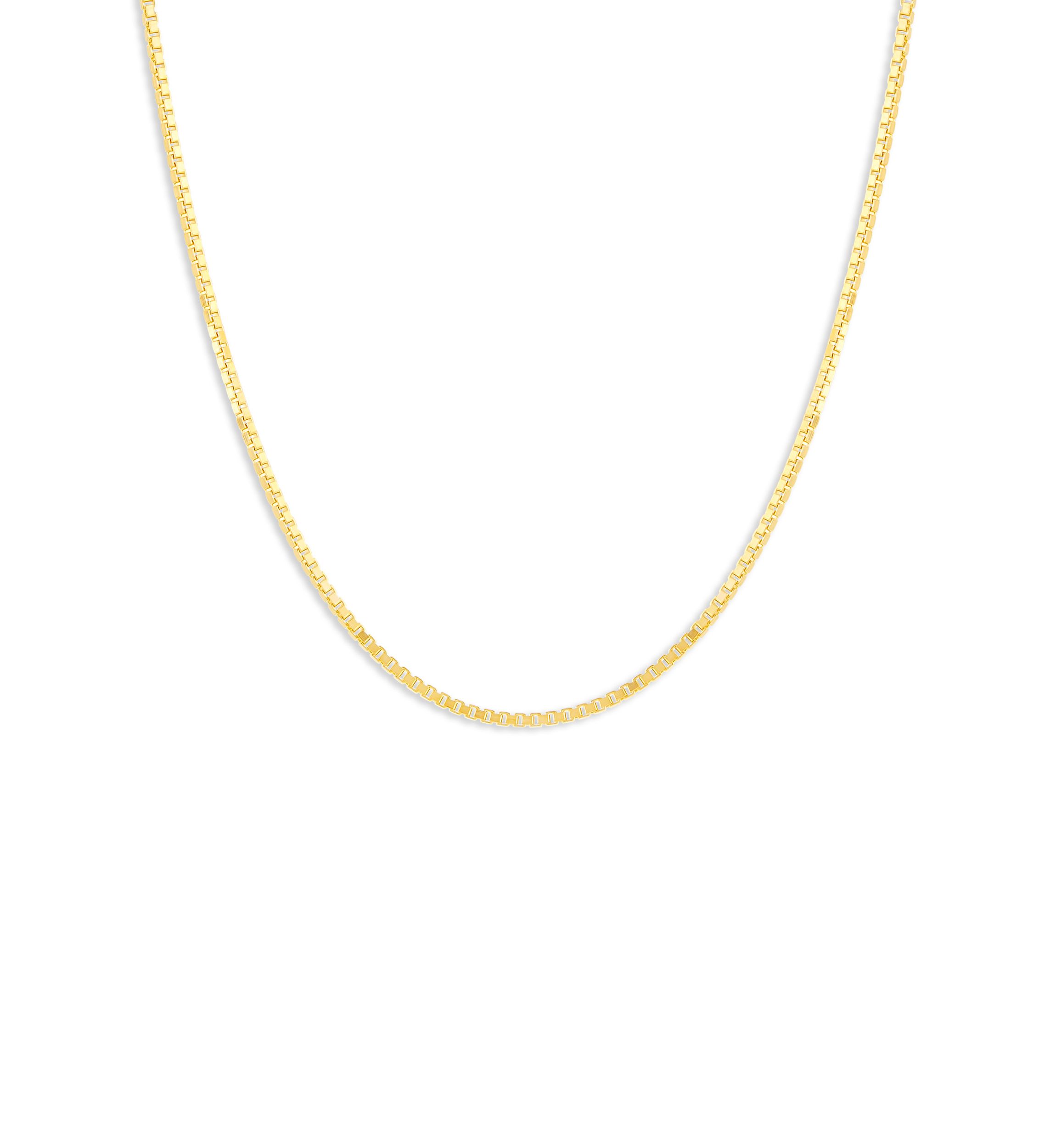 18" Box Chain Necklace in 24K Gold Plated Metal