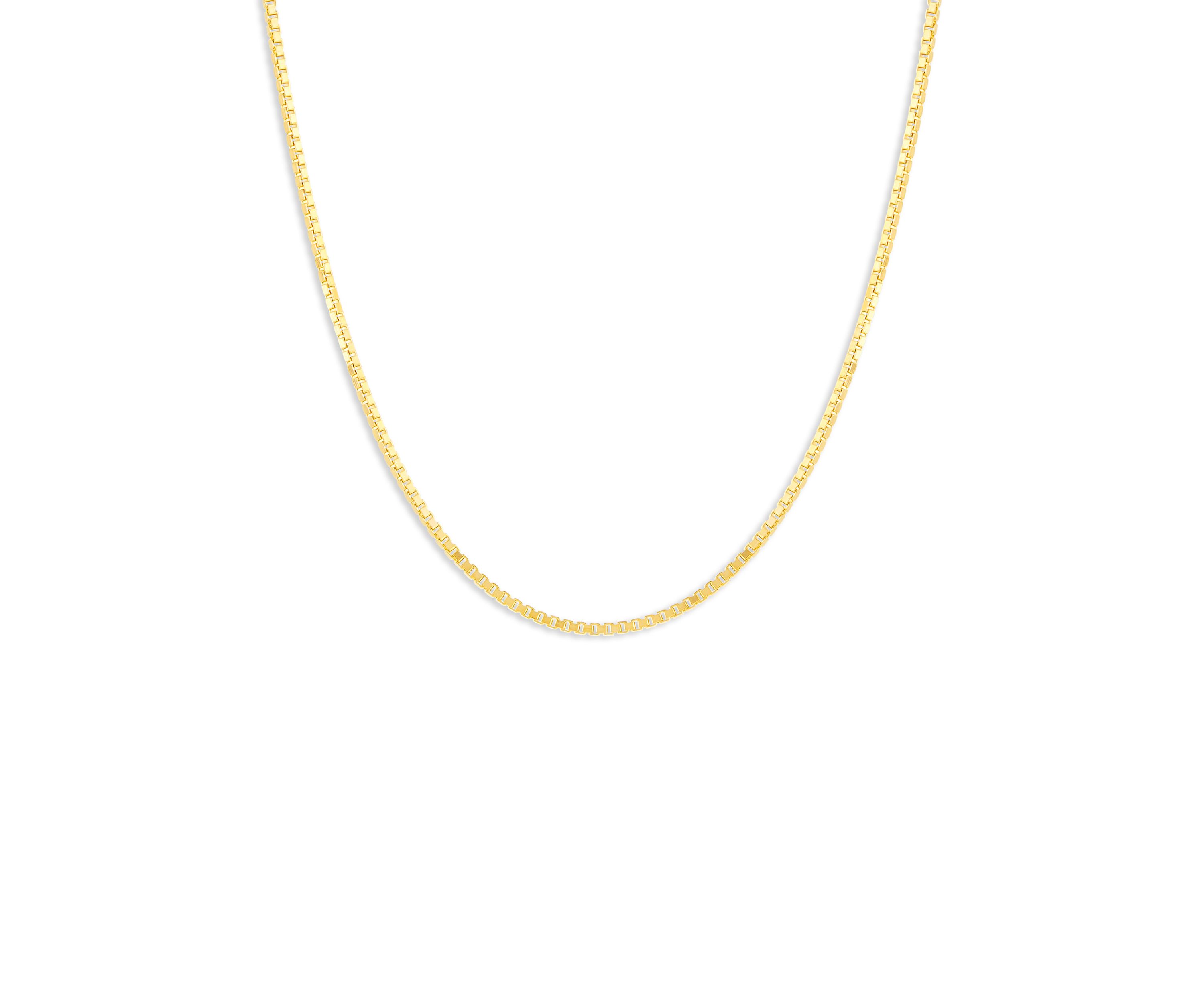 18" Box Chain Necklace in 24K Gold Plated Metal