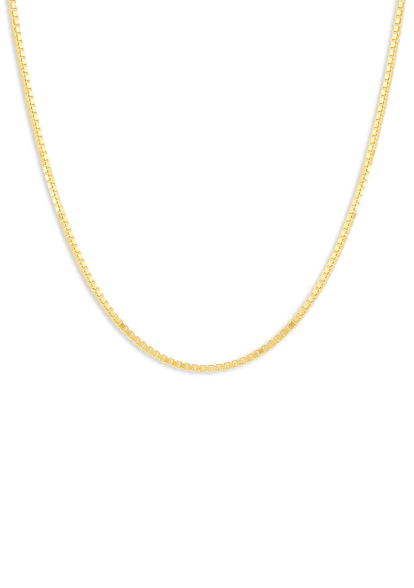 20" Box Chain Necklace in Gold Plated Metal