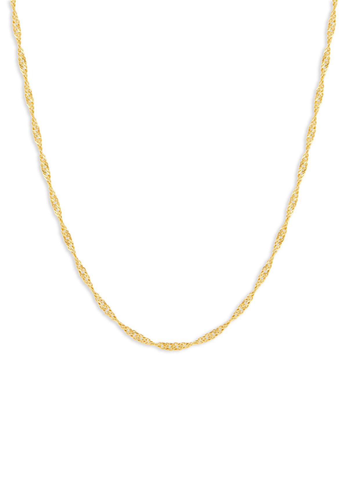 18" Singapore Chain Necklace in 24K Gold Plated Metal