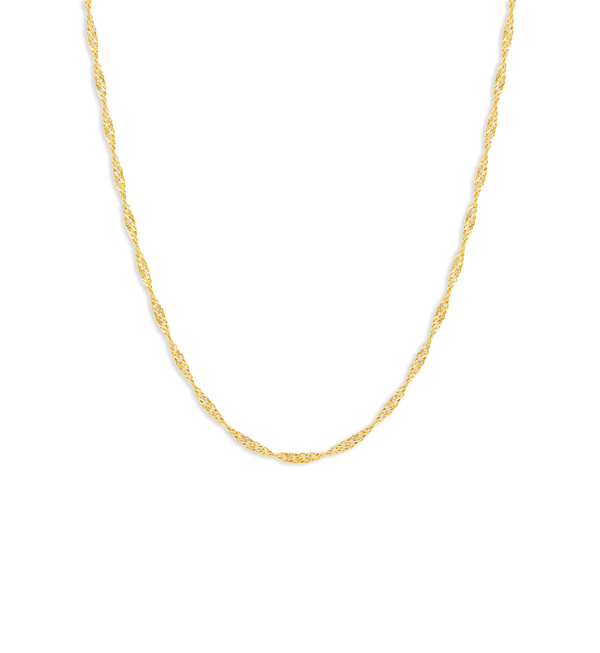 20" Singapore Chain Necklace in 24K Gold Plated Metal