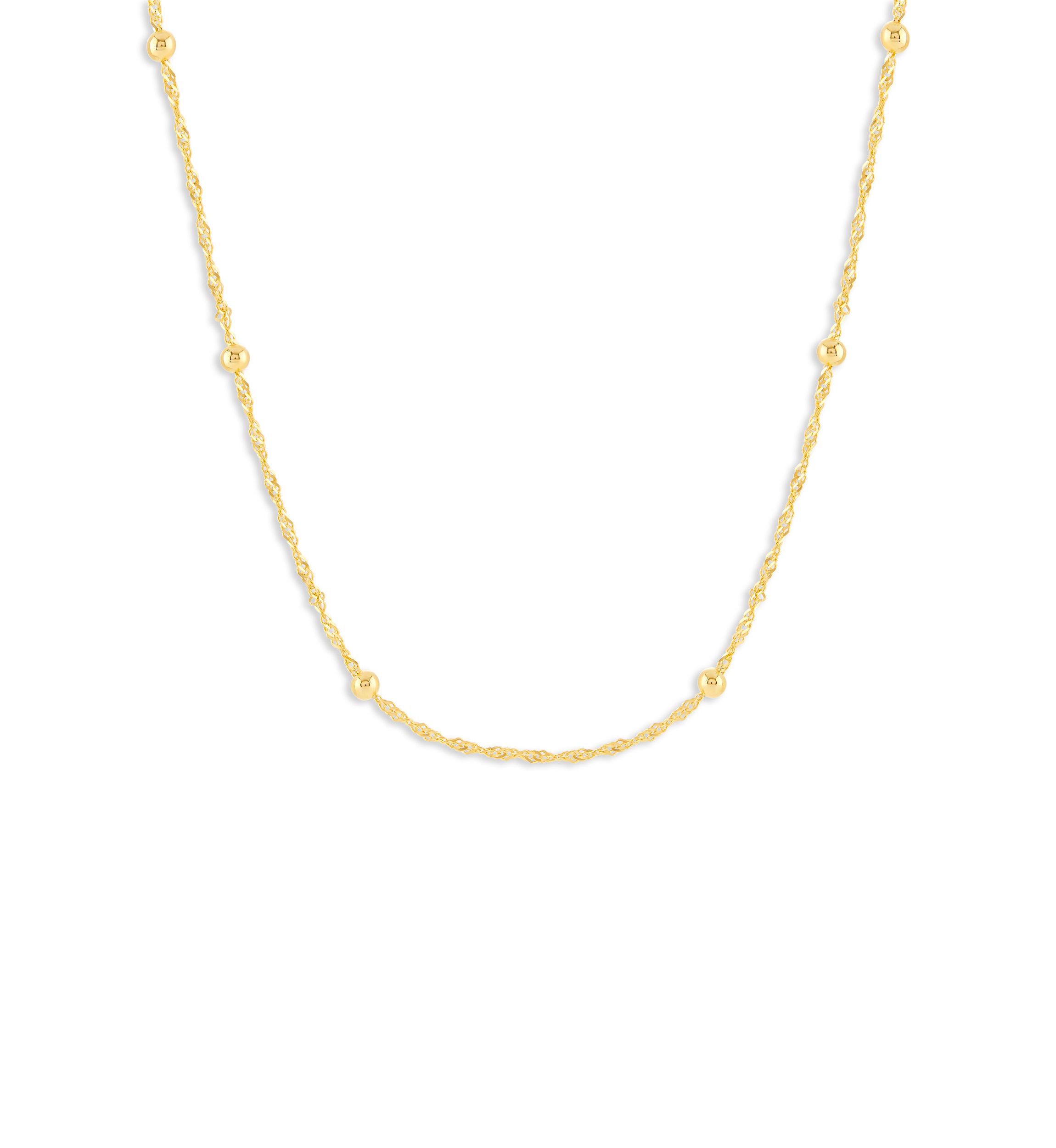 16" Singapore Chain Necklace in 24K Gold Plated Metal