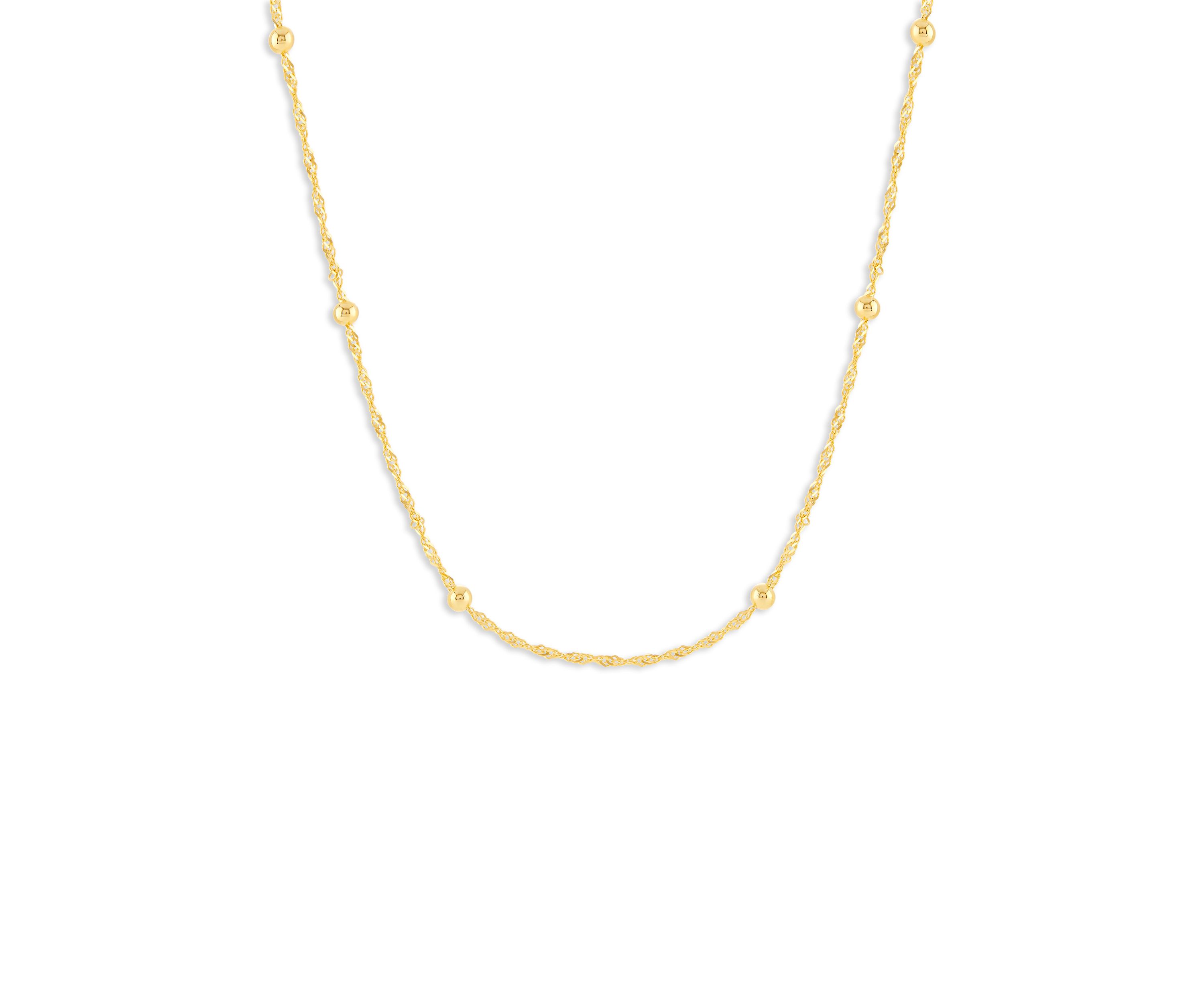 16" Singapore Chain Necklace in 24K Gold Plated Metal