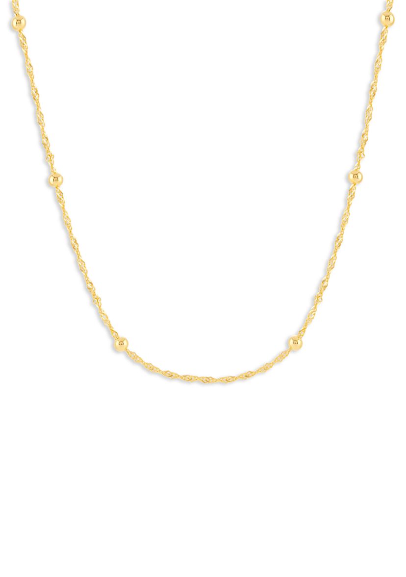 16" Singapore Chain Necklace in 24K Gold Plated Metal