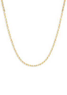 Belk Sterling Silver 16" Sparkle Chain Necklace in 24K Gold Plated Metal, 16 in
