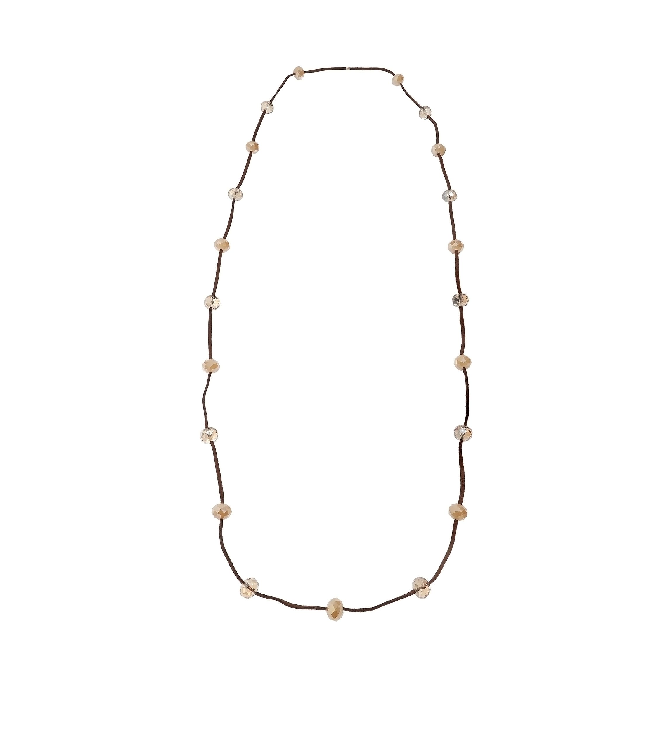 Long Suede and Faceted Bead Necklace