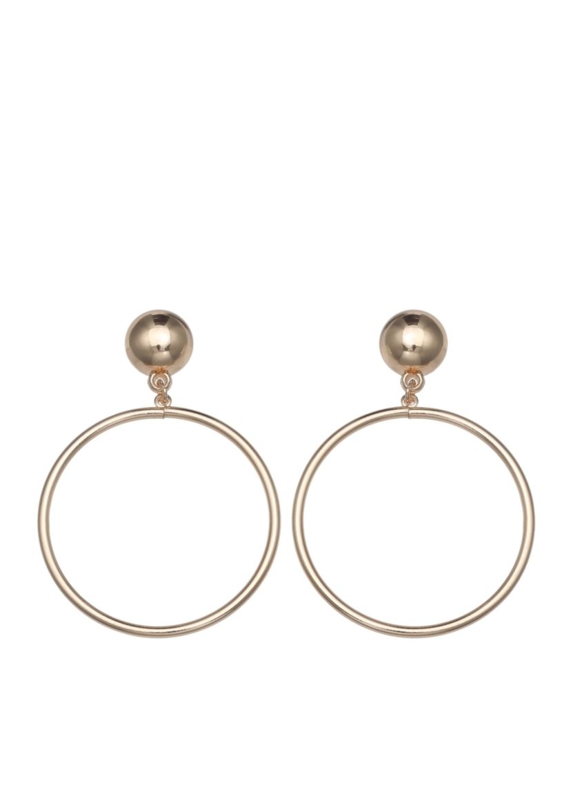 Gold-Tone Ring Drop Earrings