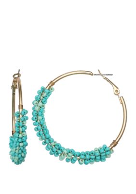 Jules B Turquoise Beaded Hoop Earrings Belk 4353