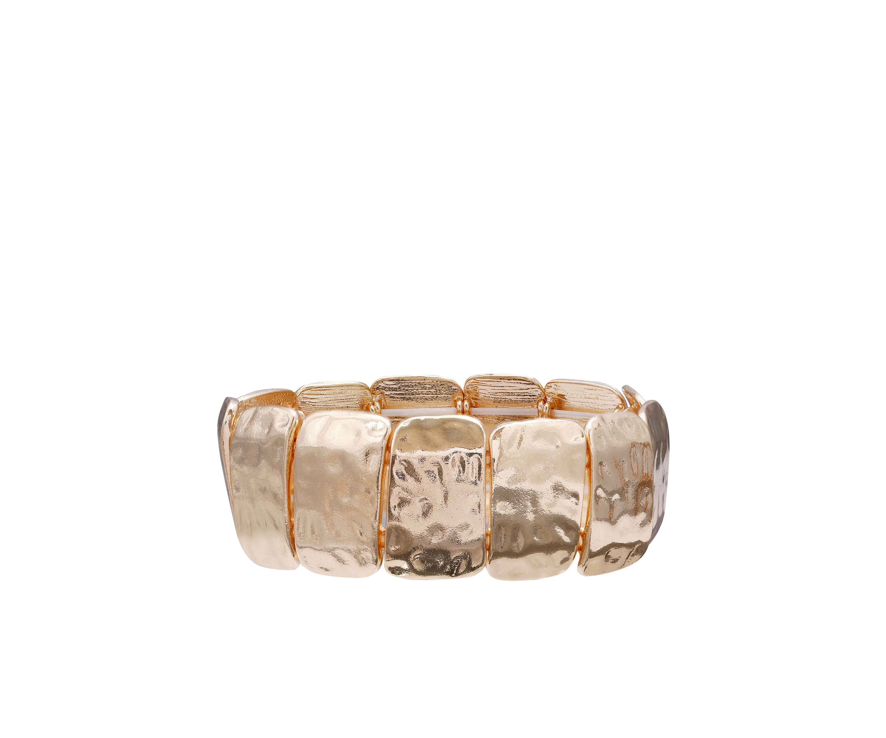 Gold-Tone Square Hammered Disc Stretch Bracelet