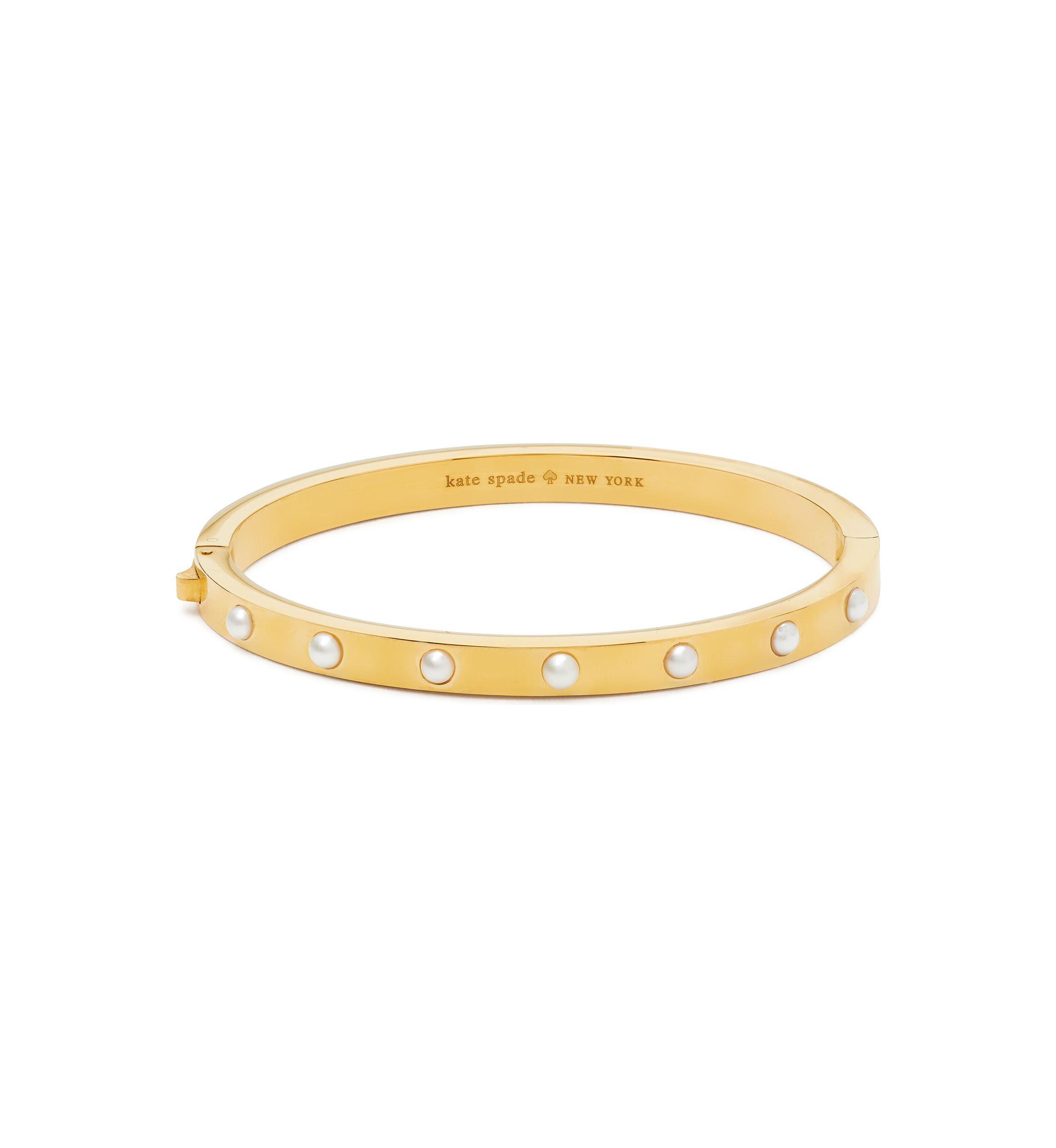White Beaded Gold Bangle Bracelet