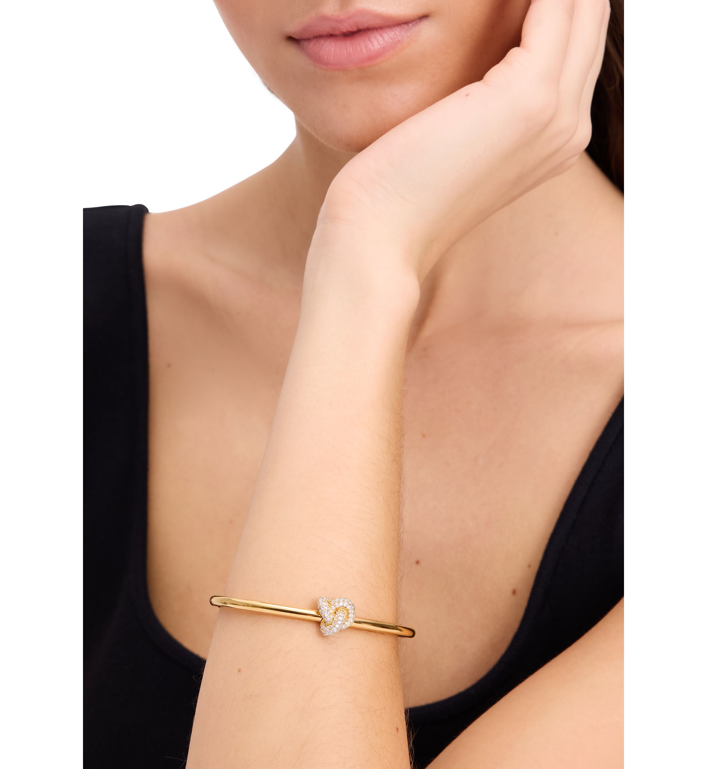 Double Knot Pave Hinged Bangle Bracelet