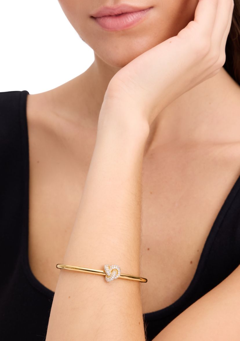 Double Knot Pave Hinged Bangle Bracelet