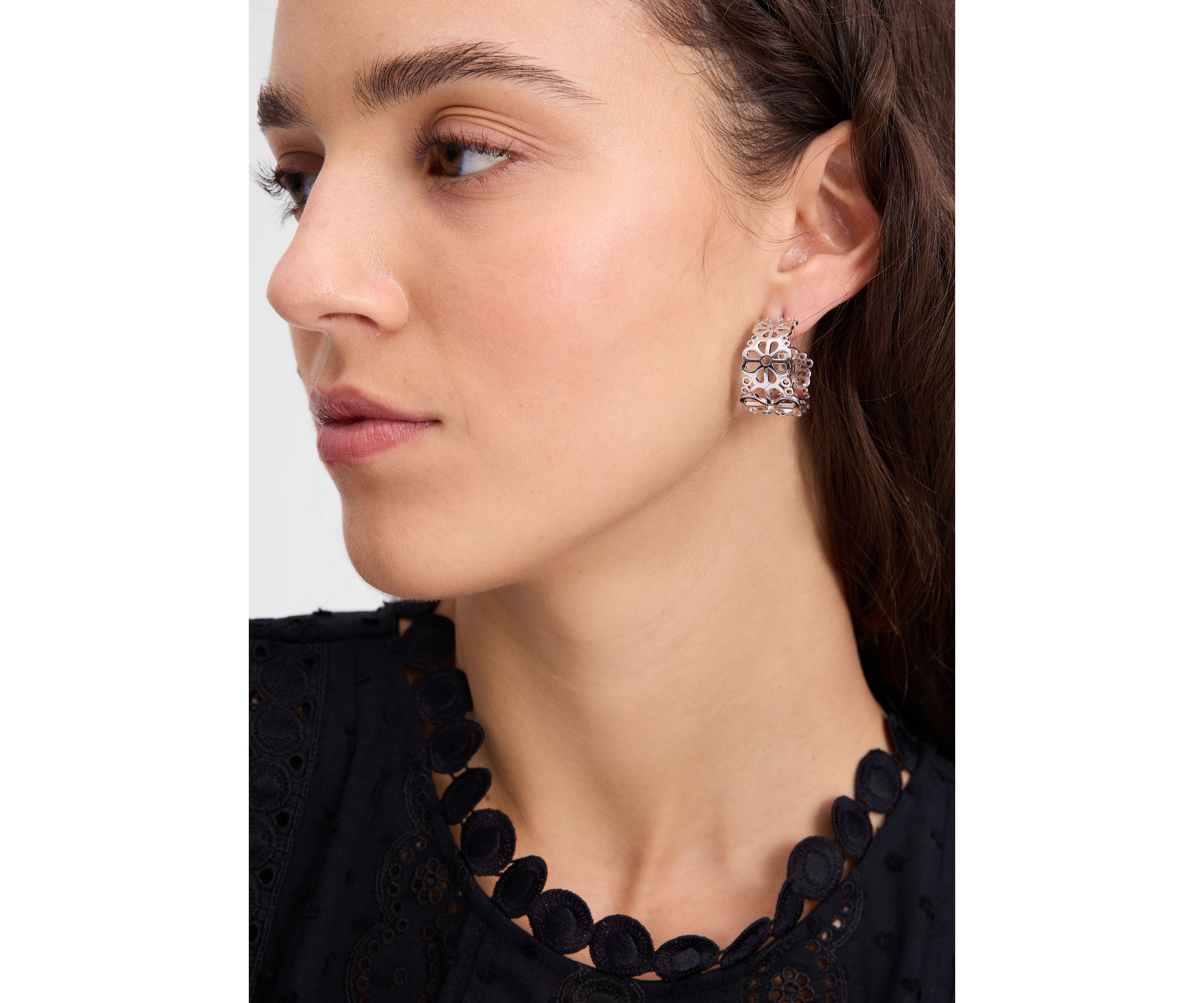 Flower Lace Hoop Earrings