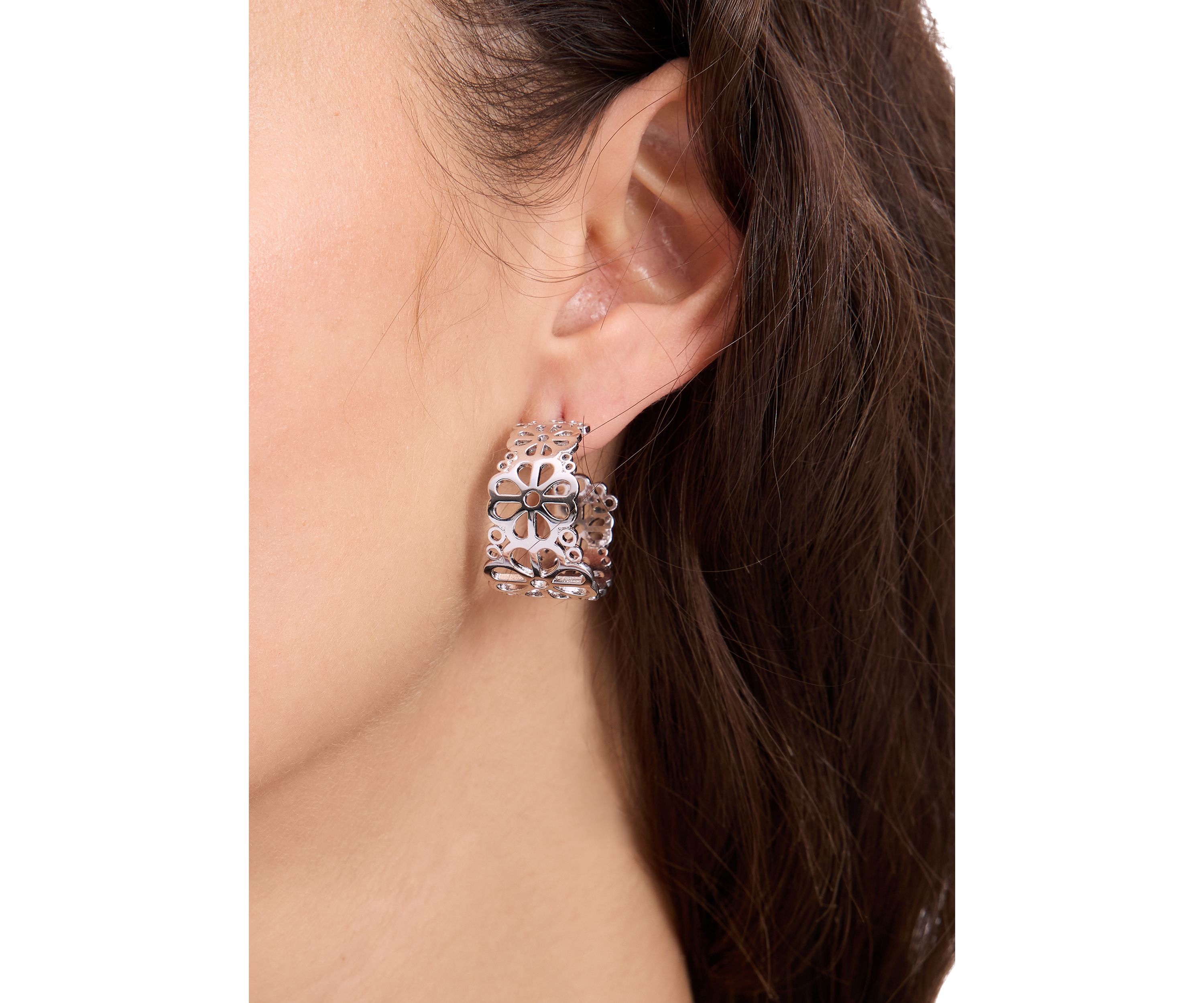 Flower Lace Hoop Earrings
