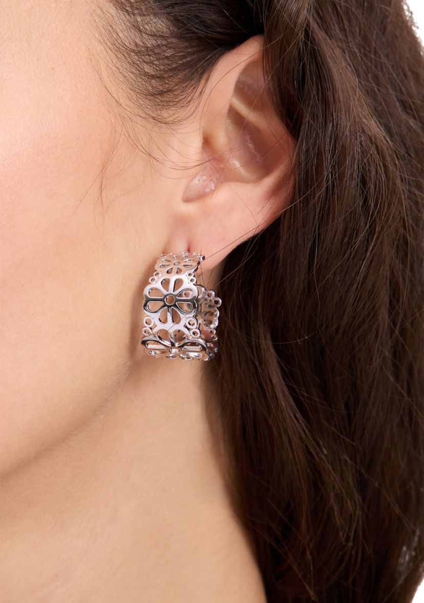 Flower Lace Hoop Earrings