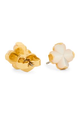 kate spade new york Spade Flower Gold Studs, White