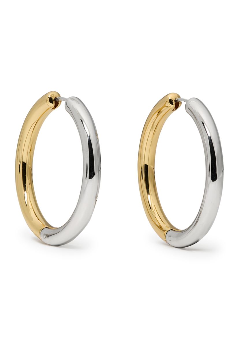 Two Tone Interlock Hoop Earrings
