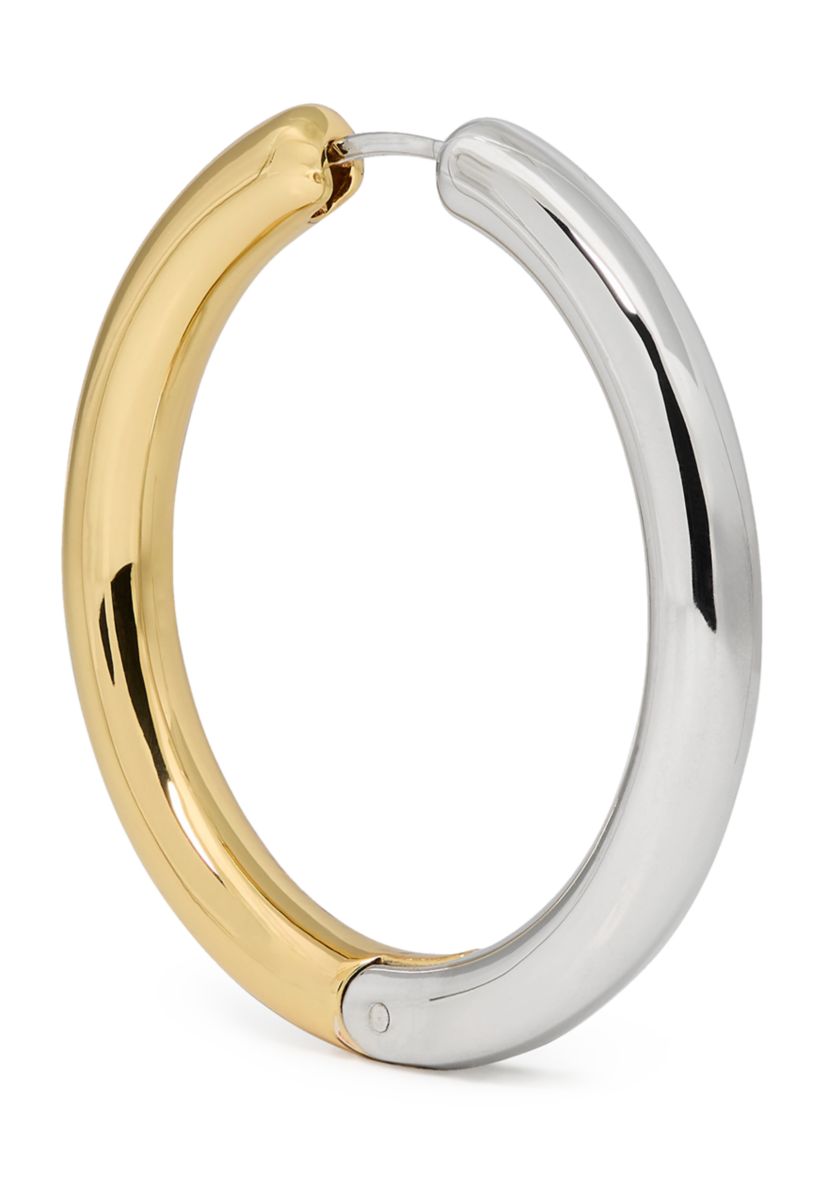 Two Tone Interlock Hoop Earrings