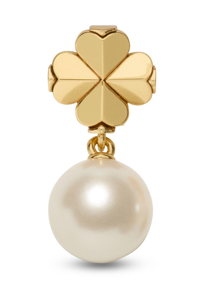 Clover White Beaded Drop Earrings