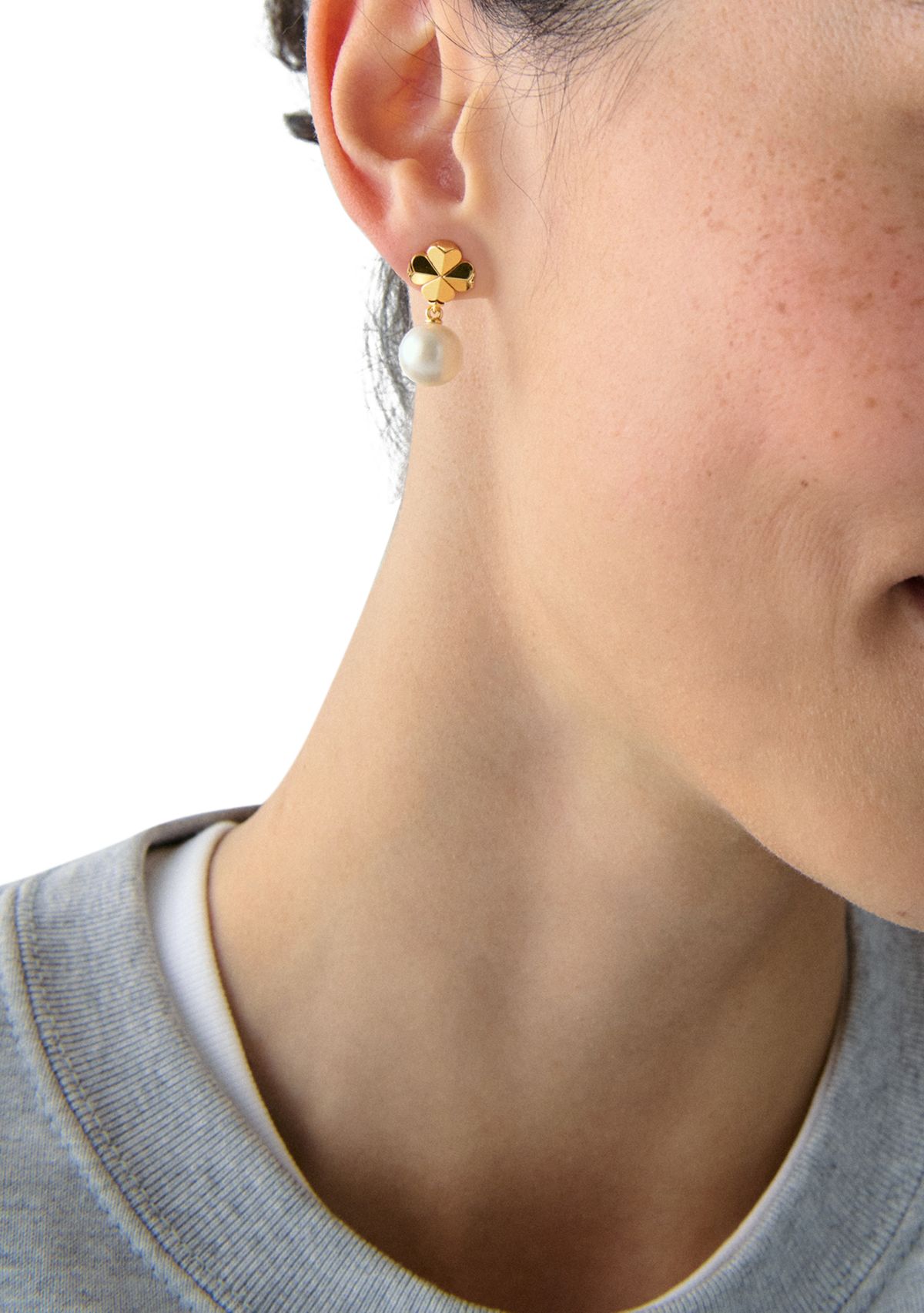 Clover White Beaded Drop Earrings