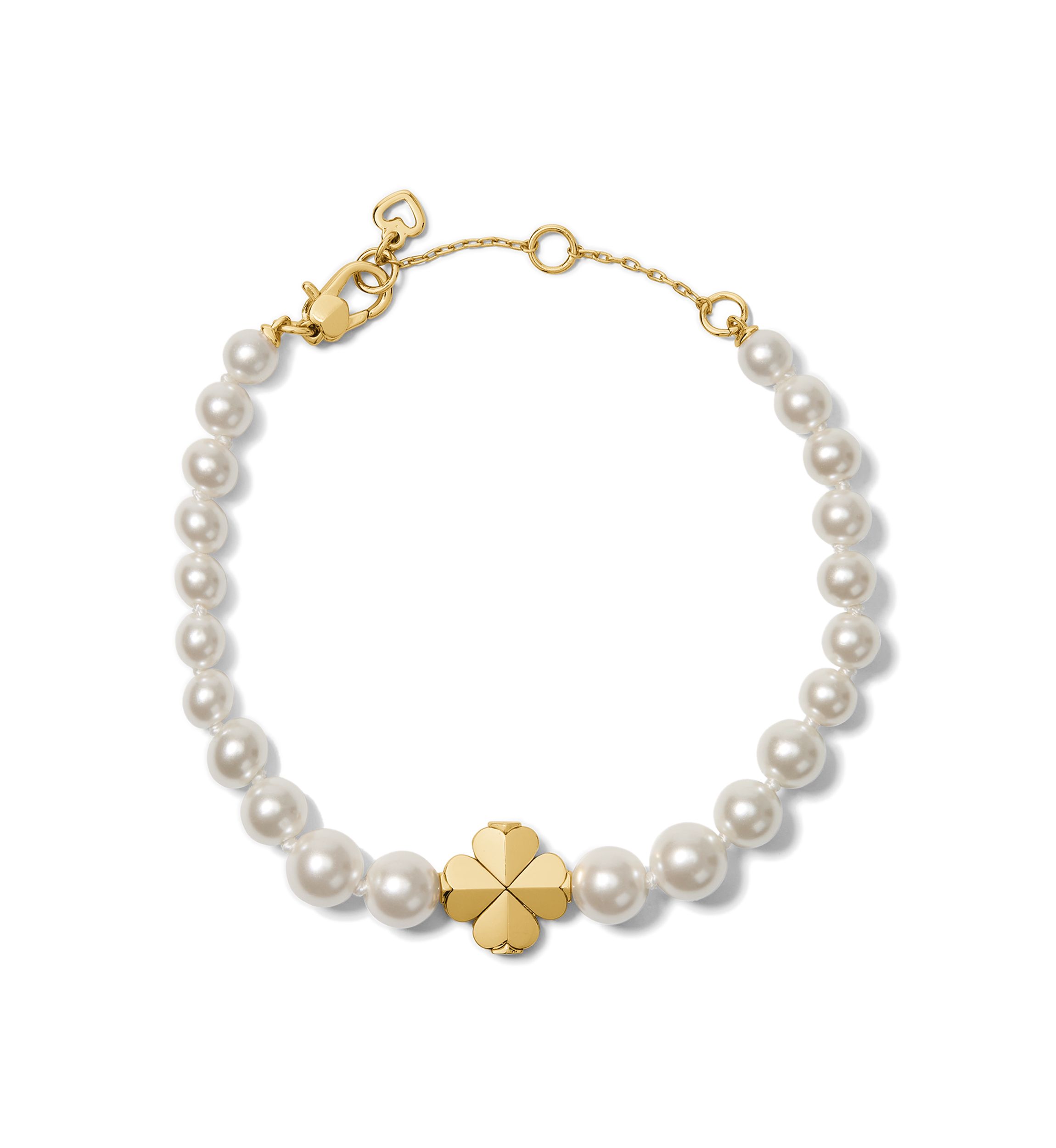 Clover Charm Pearl Beaded Bracelet 