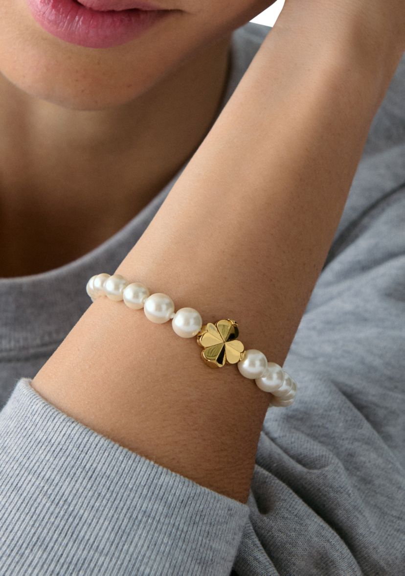 Clover Charm Pearl Beaded Bracelet 