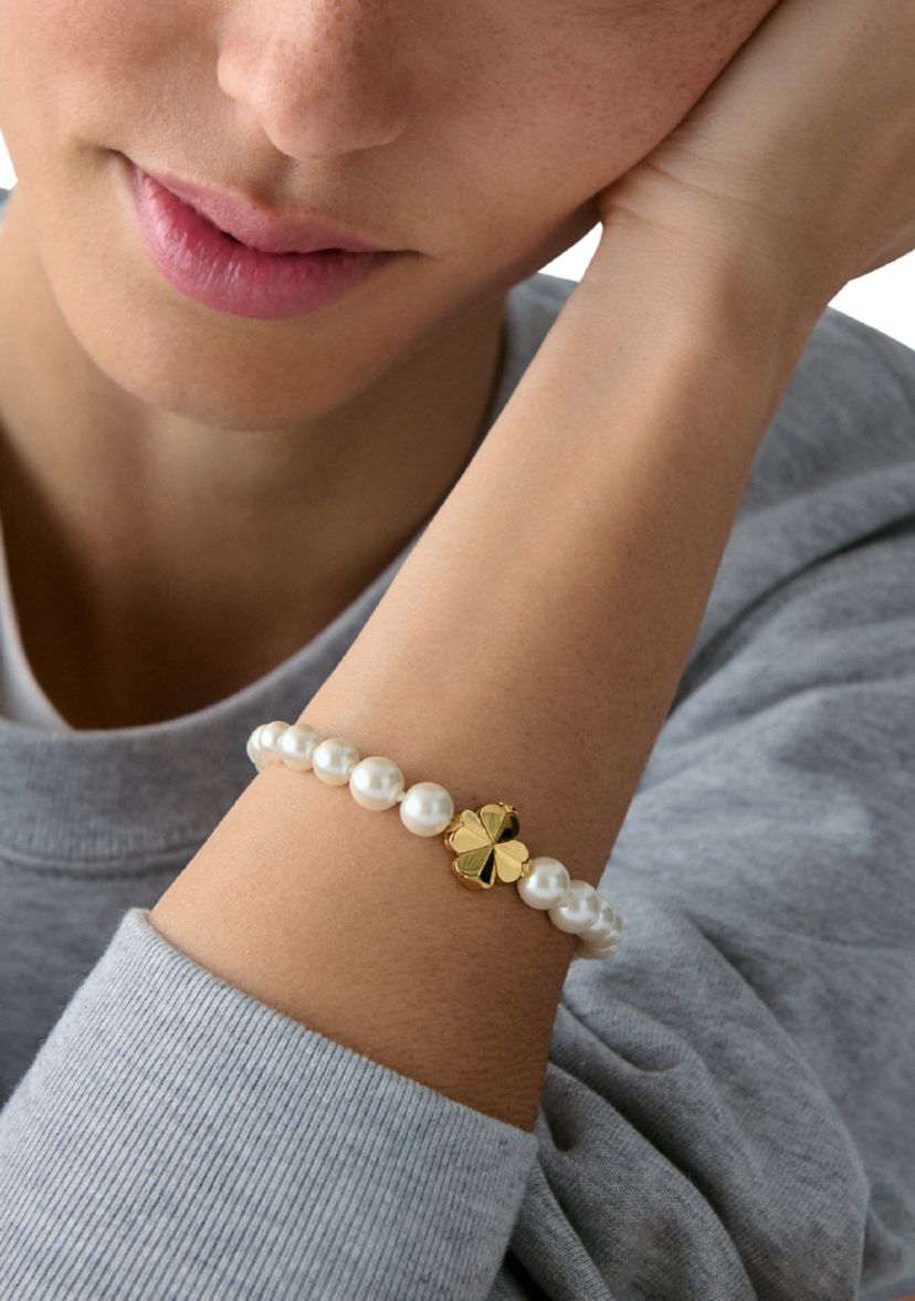 Clover Charm Pearl Beaded Bracelet 