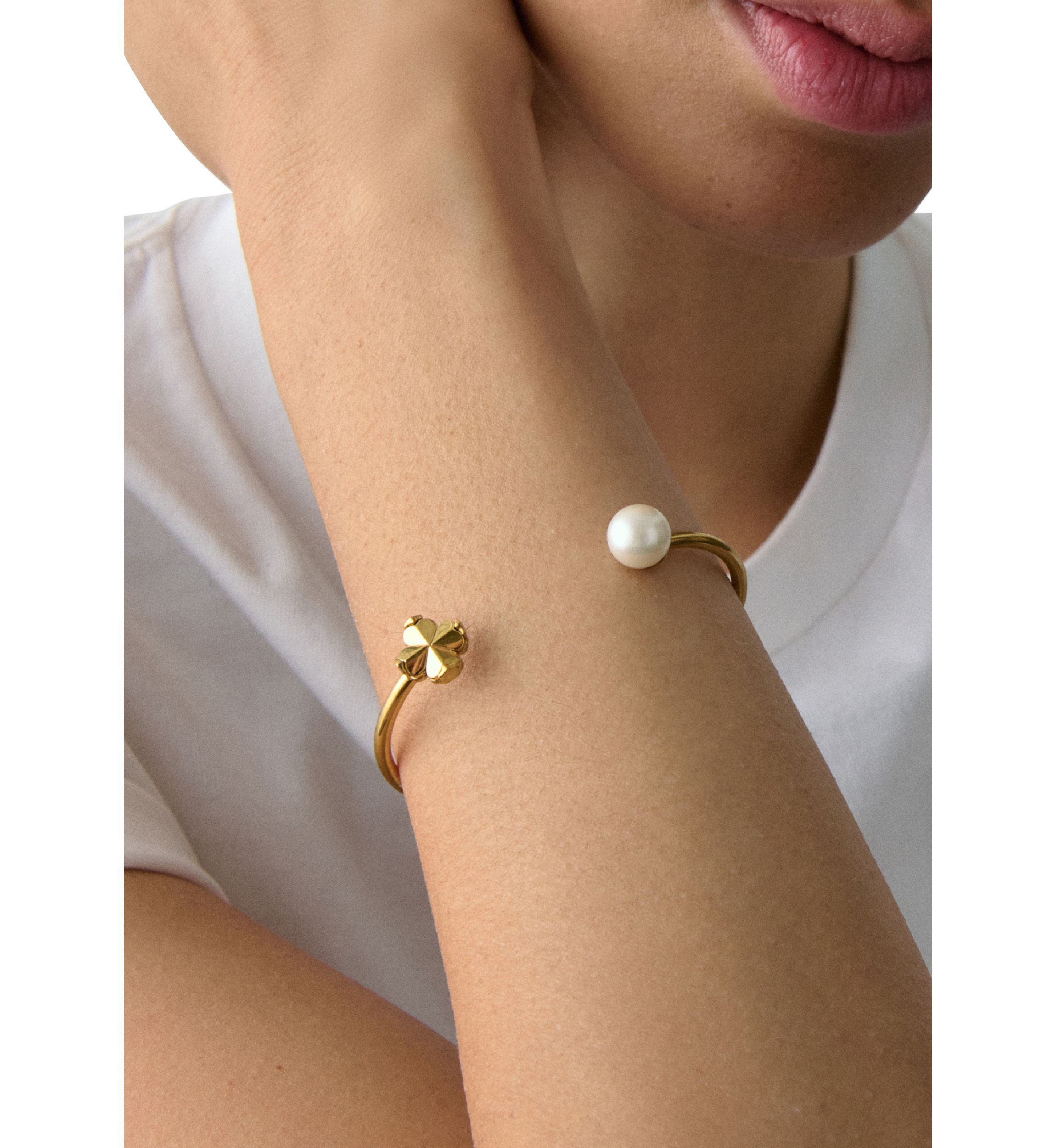 Clover Gold Tone Cuff Bracelet